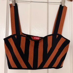 STAUD • Women's Black and Brown Geometric Crop Top
